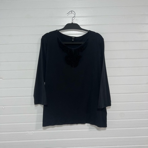 Talbots Plus Size 2X Long Sleeve Shirt Ruffle Frill Minimalist Sleek Goth Chic - Picture 1 of 10